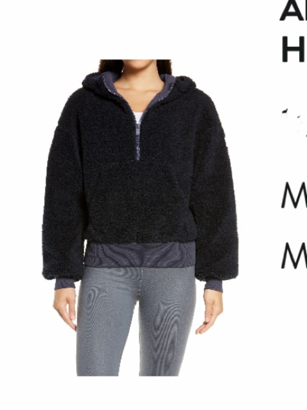 ALO Yoga Streetside Navy Sherpa Half-Zip Hoodie